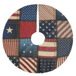 Jupon De Sapin En Polyester Brossé Drapeau Américain, Motif sans chichi.