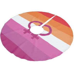 Jupon De Sapin En Polyester Brossé Drapeau de fierté lesbienne WLW