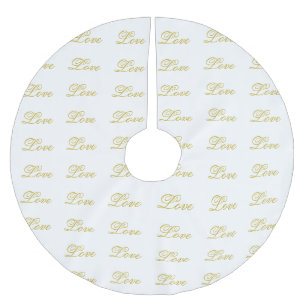 Jupon De Sapin En Polyester Brossé Écriture dorée chic et amour blanc Calligraphie de