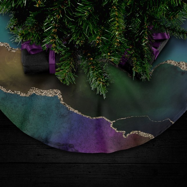 Jupon De Sapin En Polyester Brossé Edgy Agate | Sombre Moody Jewel Tone Mystic Turquo (Créateur téléchargé)