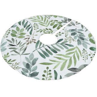 Jupon De Sapin En Polyester Brossé Elégant aquarelle Feuilles botaniques 