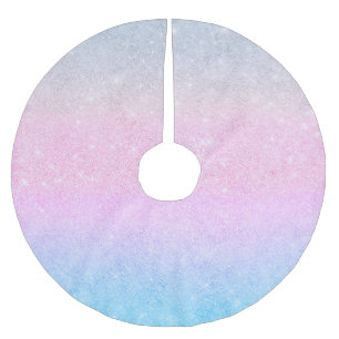 Jupon De Sapin En Polyester Brossé Elegant Blue Pink Silver Glitter Design
