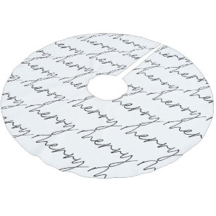Jupon De Sapin En Polyester Brossé Élégant Chic noir blanc Merry Script Lettres