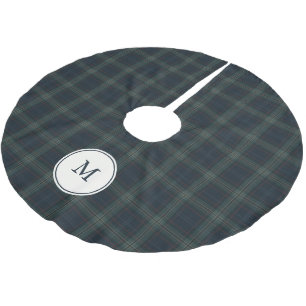 Jupon De Sapin En Polyester Brossé Élégant Monogramme bleu marine et vert