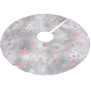 Jupon De Sapin En Polyester Brossé Élégant Motif de Noël vert rose