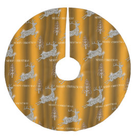 Jupon De Sapin En Polyester Brossé Élégant or et diamant renne or Noël