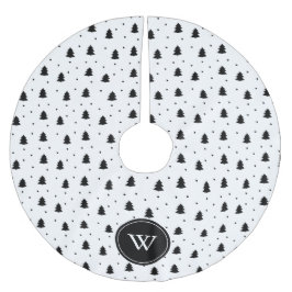 Jupon De Sapin En Polyester Brossé Elégant Pins Noir et Blanc Personnalisé