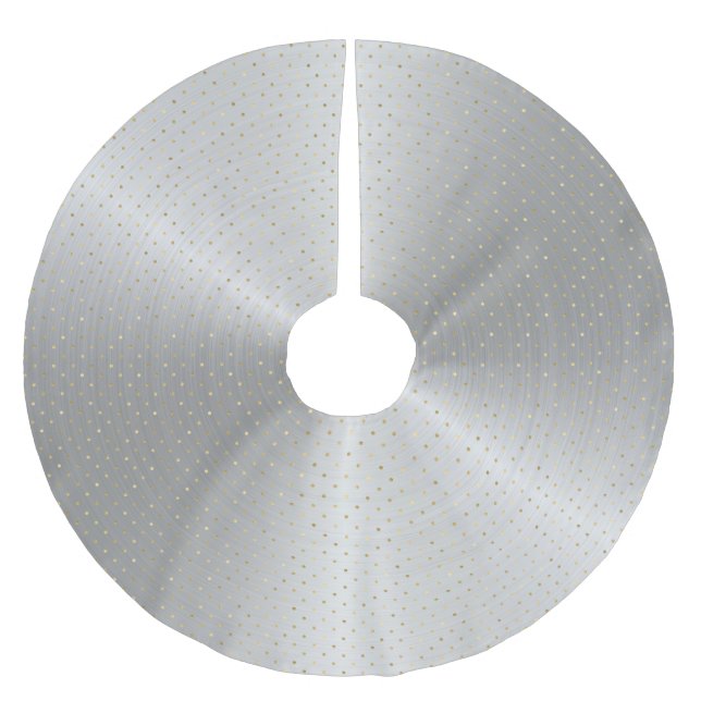 Jupon De Sapin En Polyester Brossé Elégant Silver Gold Dots Noël (Devant)