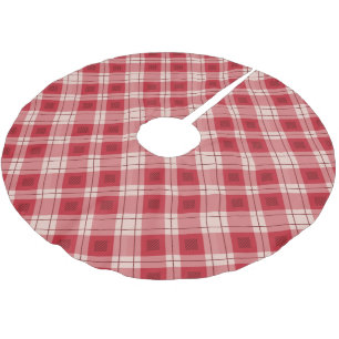 Jupon De Sapin En Polyester Brossé Elégante jupe d'arbre à plaid rouge