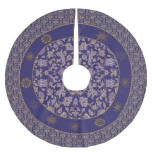 Jupon De Sapin En Polyester Brossé Elégante Jupe d'arbre de Noël Regency Blue Damas