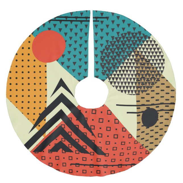 Jupon De Sapin En Polyester Brossé Eléments géométriques tendance, Style Rétro. (Devant)