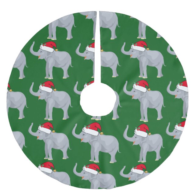 Jupon De Sapin En Polyester Brossé Eléphant de Noël mignon (Devant)