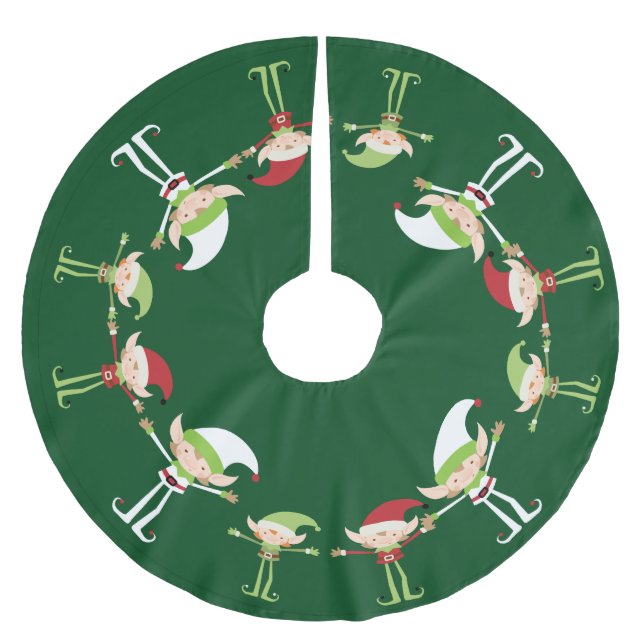 Jupon De Sapin En Polyester Brossé Elf Design - Jupe d'arbre de Noël (Devant)