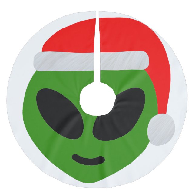 Jupon De Sapin En Polyester Brossé emoji alien père Noël vert (Devant)