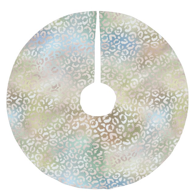 Jupon De Sapin En Polyester Brossé Empreinte de léopard Aqua Gold (Devant)