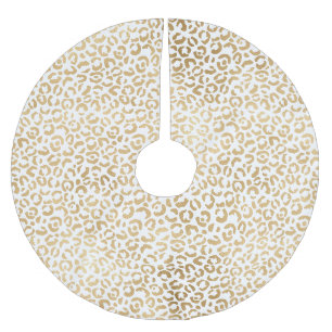 Jupon De Sapin En Polyester Brossé Empreinte de léopard d'or blanc