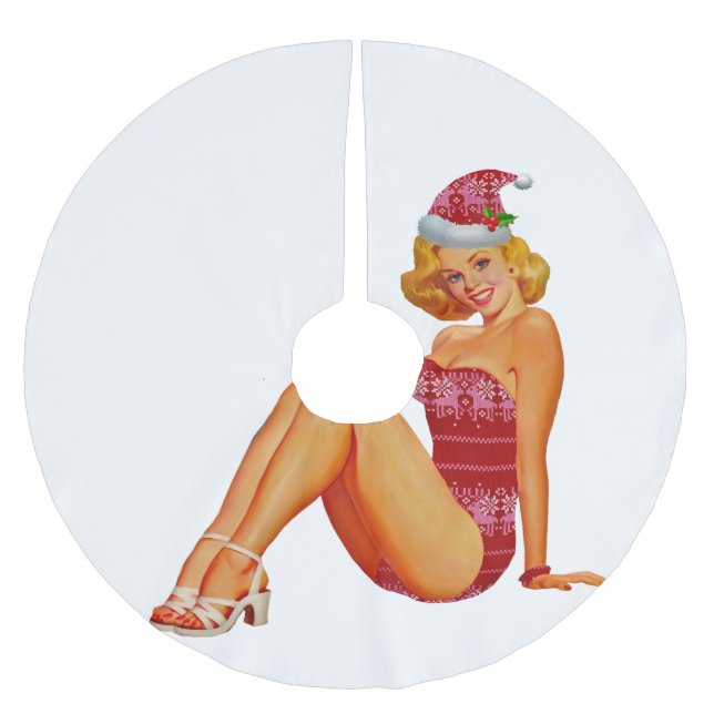 Jupon De Sapin En Polyester Brossé épingle moche de pull de noël (Devant)