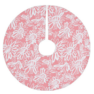 Jupon De Sapin En Polyester Brossé Esquisse de marguerite Abstraite, motif monochrome