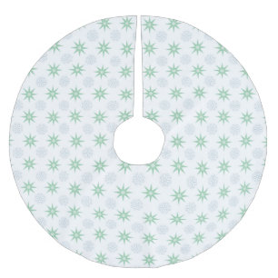 Jupon De Sapin En Polyester Brossé Étoiles d'hiver et Motif de flocon de neige blanc
