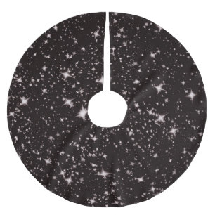 Jupon De Sapin En Polyester Brossé étoiles nuit noire Noël jupe d'arbre de noël