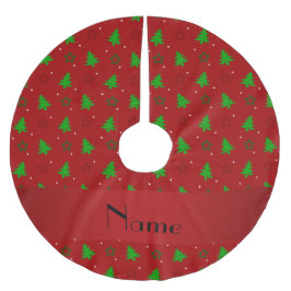 Jupon De Sapin En Polyester Brossé Étoiles rouges nommées personnalisées de Noël