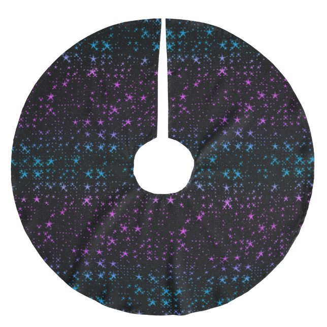 Jupon De Sapin En Polyester Brossé Étoiles Violettes Et Bleues Déclinantes (Devant)