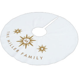 Jupon De Sapin En Polyester Brossé Famille moderne Monogramme Nom Gold Starburst Desi