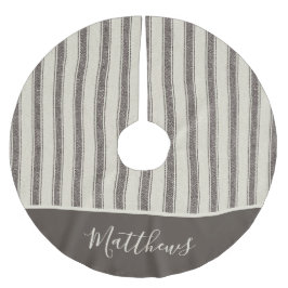 Jupon De Sapin En Polyester Brossé Farmhouse moderne Gris Ticket Noël