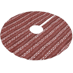 Jupon De Sapin En Polyester Brossé Faux fils rouges tissés Noël