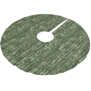 Jupon De Sapin En Polyester Brossé Faux fils verts tissés Noël