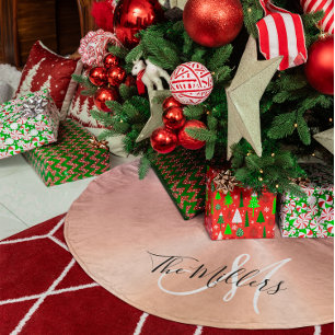 Jupon De Sapin En Polyester Brossé Faux Rose métallique Or Gradient Famille Monogramm