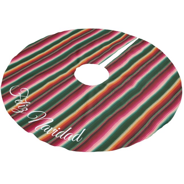 Jupon De Sapin En Polyester Brossé Feliz Navidad Christmas (Angle)