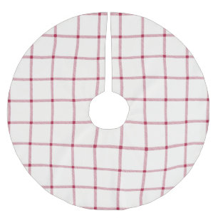 Jupon De Sapin En Polyester Brossé Ferme en dehors du blanc et rouge plaid dessiné à