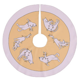 Jupon De Sapin En Polyester Brossé Feu de Noël rose