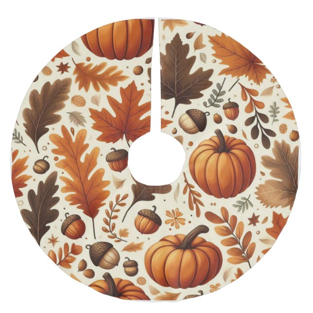 Jupon De Sapin En Polyester Brossé feuille/citrouille/cavernes Automne (Devant)