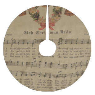 Jupon De Sapin En Polyester Brossé Feuille de musique vintage de chant de Noël