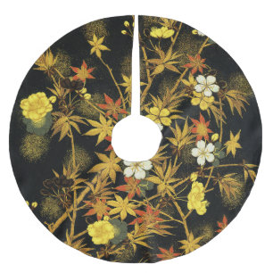 Jupon De Sapin En Polyester Brossé Feuilles d'automne japonaises Antique botanique