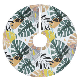 Jupon De Sapin En Polyester Brossé Feuilles de palmiers tropicaux : éléments décorati