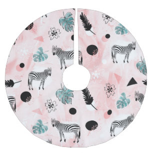 Jupon De Sapin En Polyester Brossé Feuilles tropicaux Zebras Cravate-Dye Motif