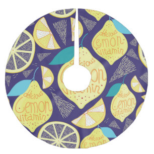 Jupon De Sapin En Polyester Brossé Feux de citrons : bleu foncé Motif brillant