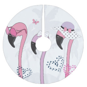 Jupon De Sapin En Polyester Brossé Flamant rose d'été : Illustration Vintage de plage