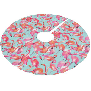 Jupon De Sapin En Polyester Brossé Flamants roses aquarelles rassemblés