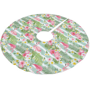 Jupon De Sapin En Polyester Brossé Flamants roses Et Grèves
