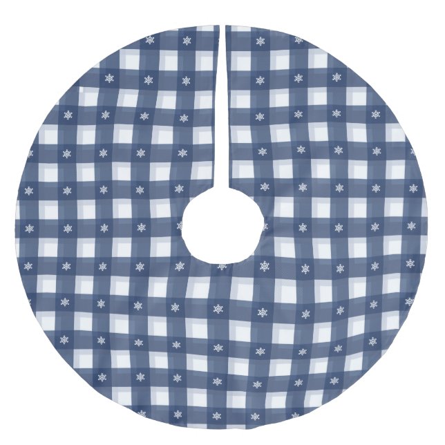 Jupon De Sapin En Polyester Brossé Flambeaux blancs en vichy plaid traditionnels (Devant)