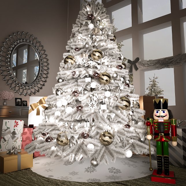 Jupon De Sapin En Polyester Brossé Flèches de neige en argent (Créateur téléchargé)