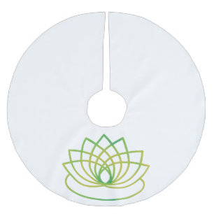 Jupon De Sapin En Polyester Brossé Fleur de lotus vert et jaune