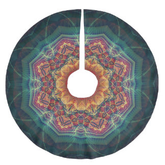 Jupon De Sapin En Polyester Brossé Fleur kaléidoscope multicolore, motif continu