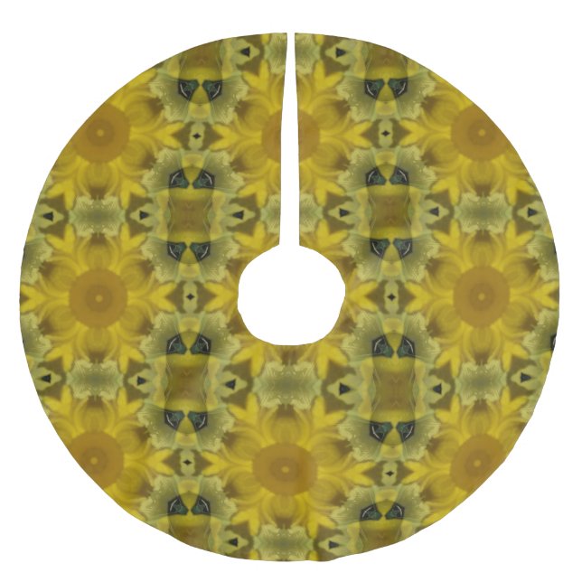 Jupon De Sapin En Polyester Brossé Fleur soleil éclate dorée (Devant)