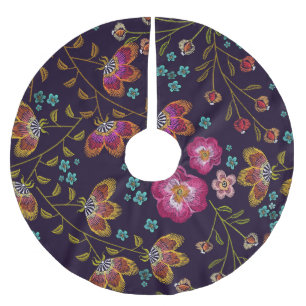 Jupon De Sapin En Polyester Brossé Fleurs brodées : mode sans couture motif