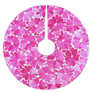 Jupon De Sapin En Polyester Brossé Fleurs d'aquarelle rose délicates